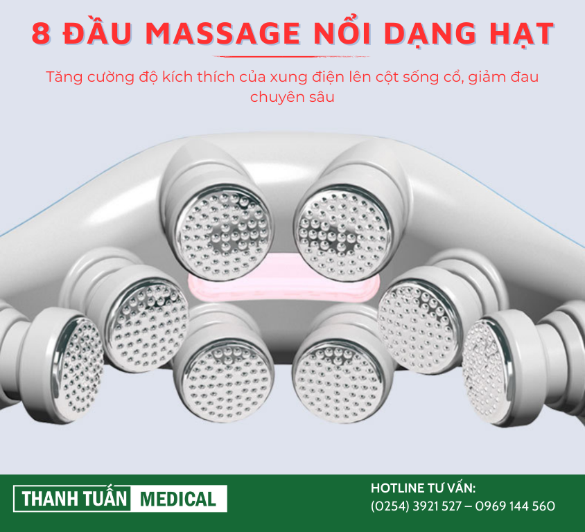 Trang bị 8 đầu điện cực massage vật lý độc lập