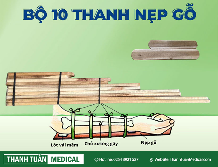 Bộ nẹp gỗ sơ cấp cứu 10 thanh Bộ nẹp gỗ sơ cấp cứu 10 thanh
