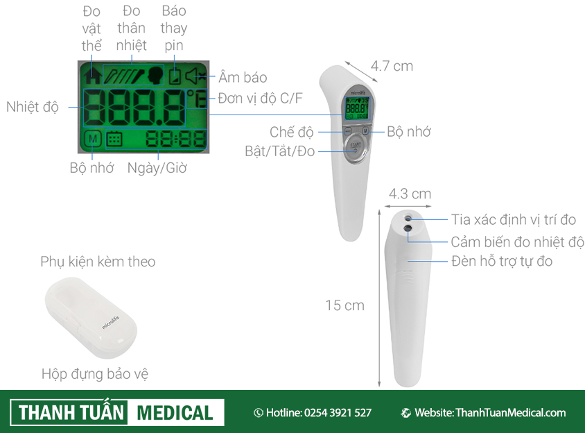 Cấu tạo nhiệt kế Microlife NC200