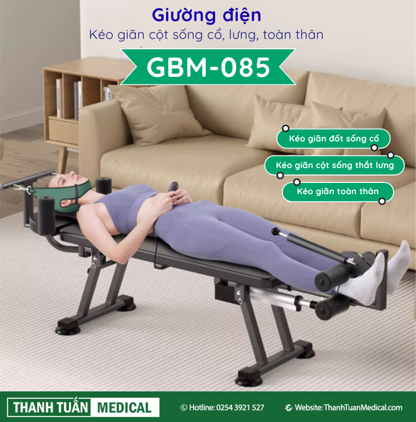 Giường điện kéo giãn cột sống cổ, lưng, cổ toàn thân GBM-085