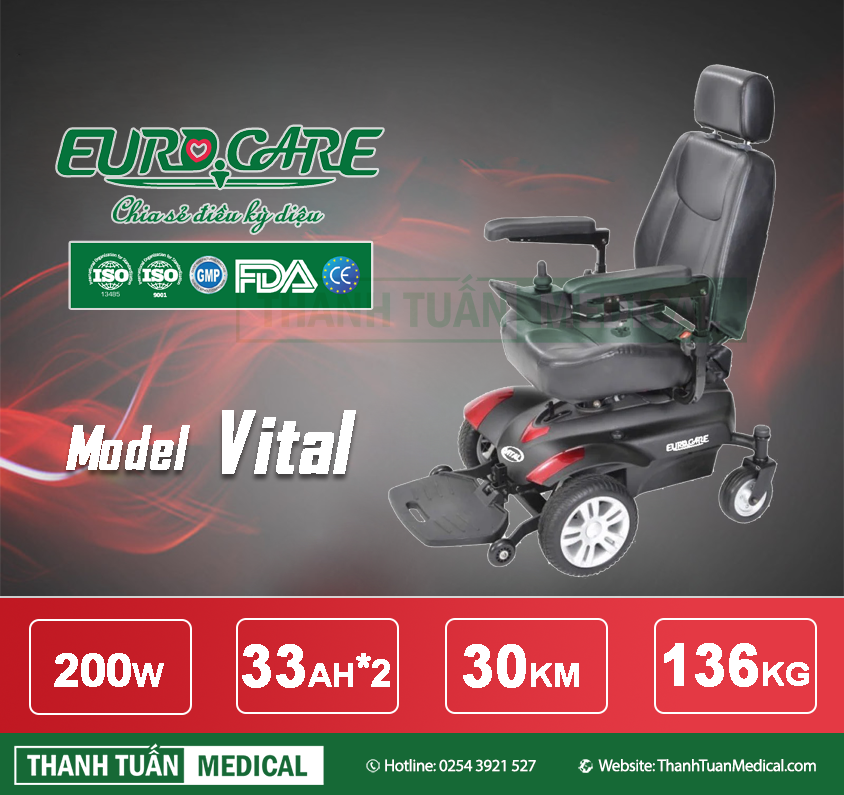 Xe lăn điện 4 bánh Eurocare Vital