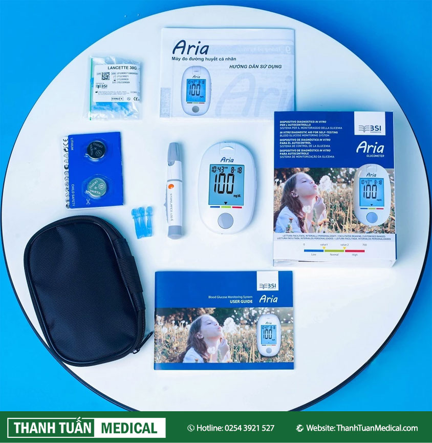 Trọn bộ máy đo đường huyết Aria Trọn bộ máy đo đường huyết Aria