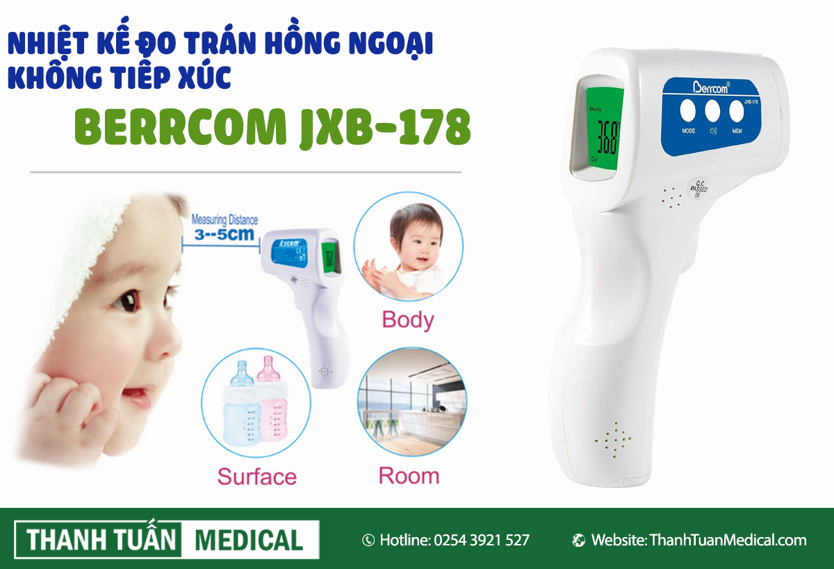 Nhiệt kế hồng ngoại đo trán không tiếp xúc Berrcom JXB-178