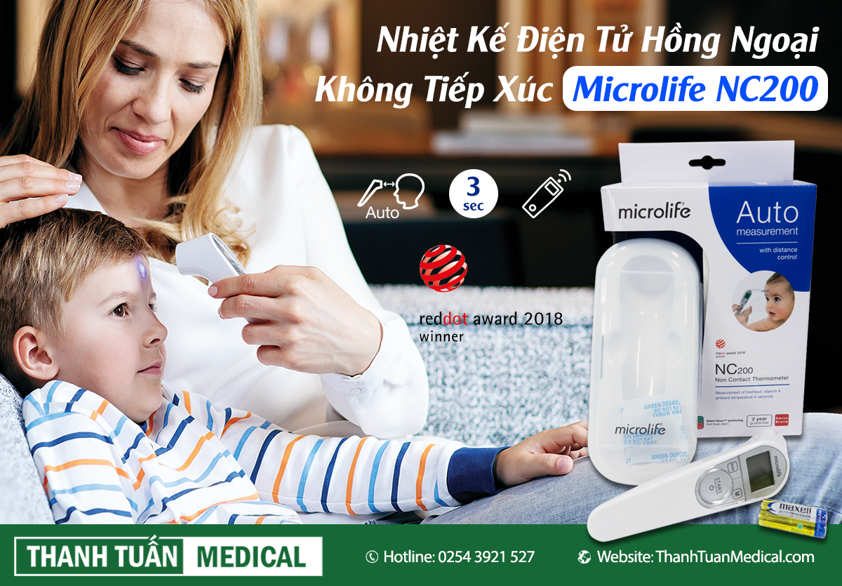 Nhiệt kế hồng ngoại đo trán không tiếp xúc Microlife NC200