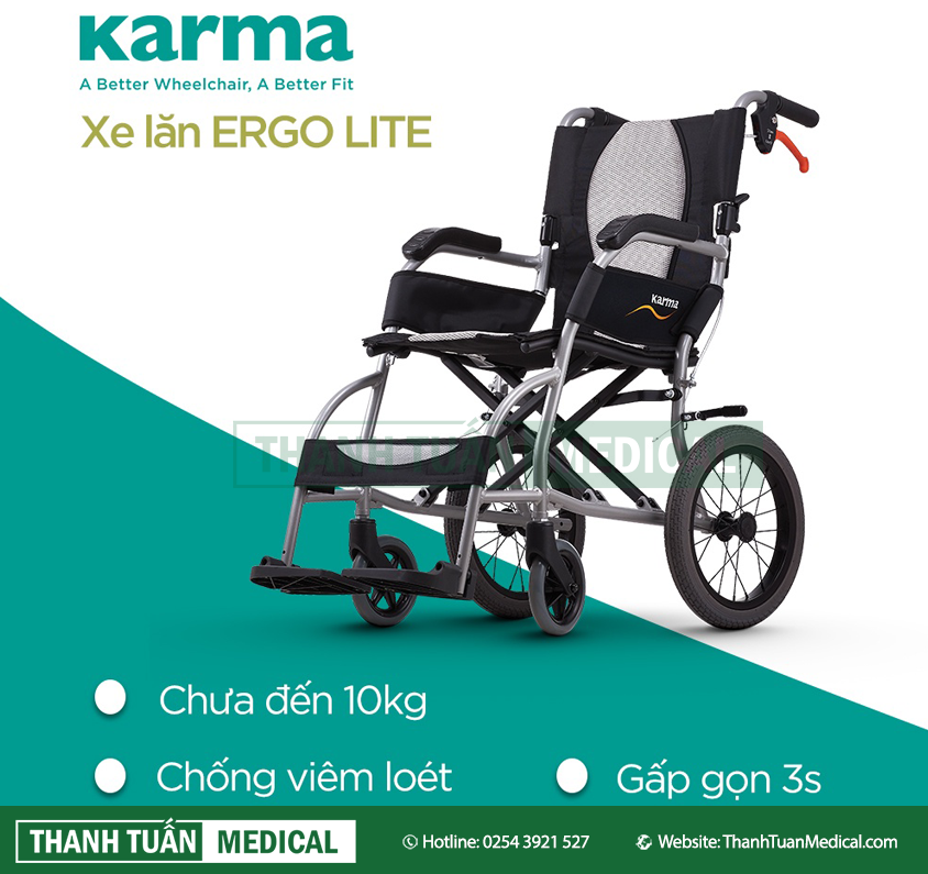Xe lăn tay nhôm Karma Ergo Lite