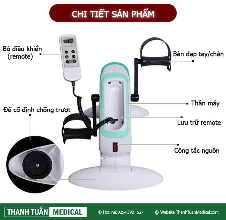 Chi tiết xe đạp tập phục hồi chức năng GBM-083