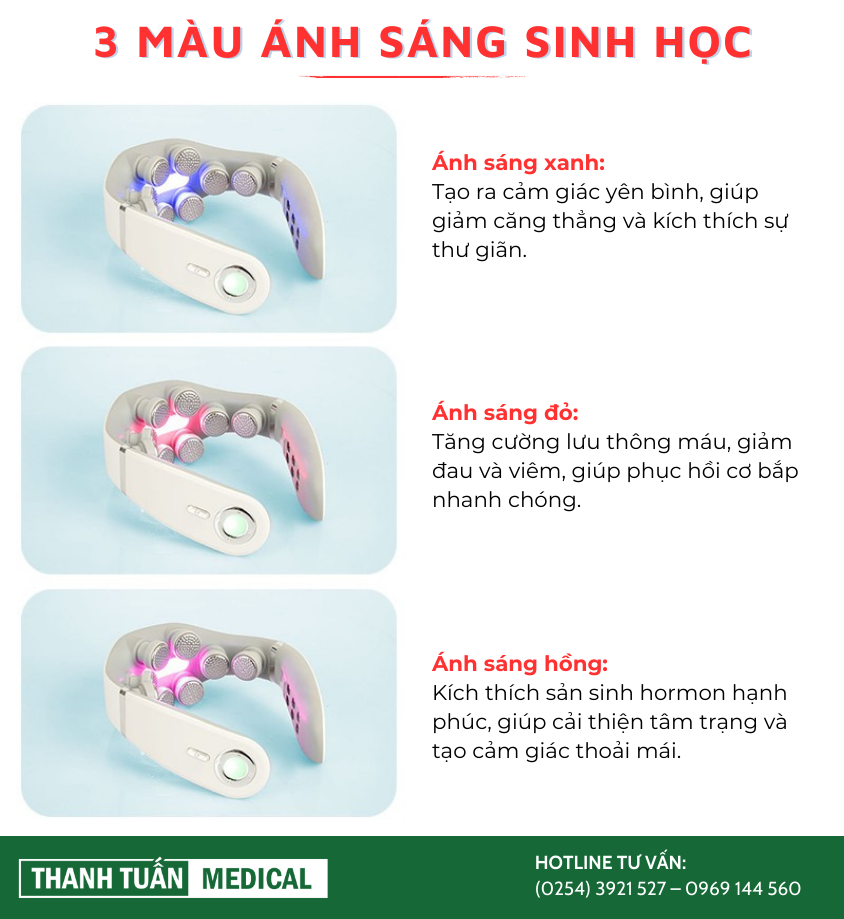 Nikio NK-131 sử dụng ánh sáng sinh học với 3 màu xanh, đỏ, hồng