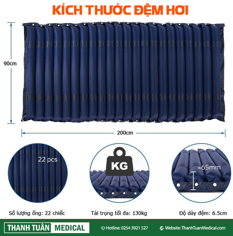 Kích thước của đệm hơi
