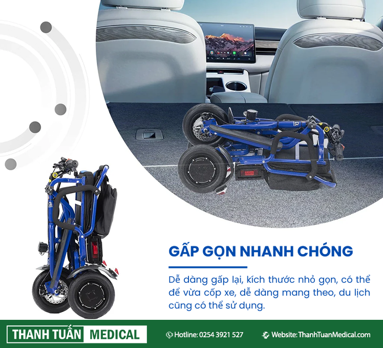 Chỉ mất 3 giây dễ dàng gấp gọn xe thành 1 chiếc vali