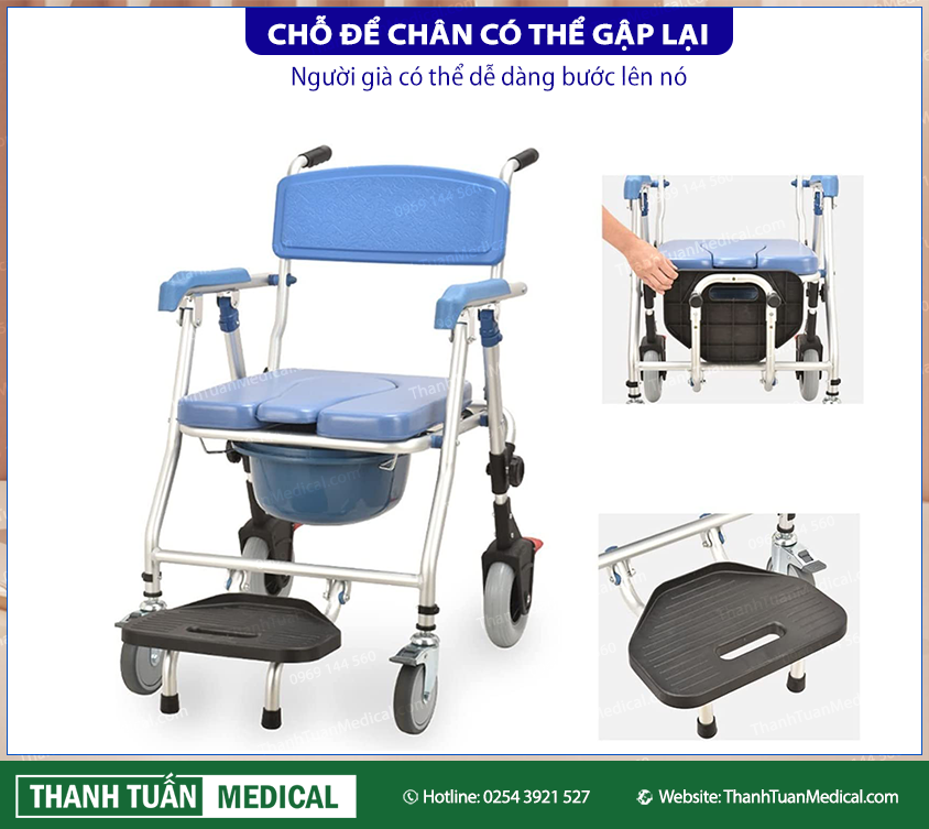 Chỗ để chân dễ dàng gập lại