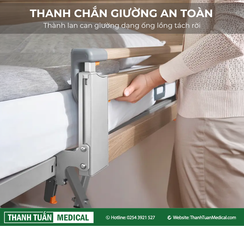 Thanh chắn giường dạng ống lồng có thể tách rời Thanh chắn giường dạng ống lồng có thể tách rời