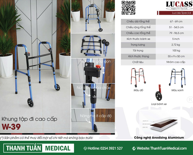 Khung tập đi nhôm Lucass W-39