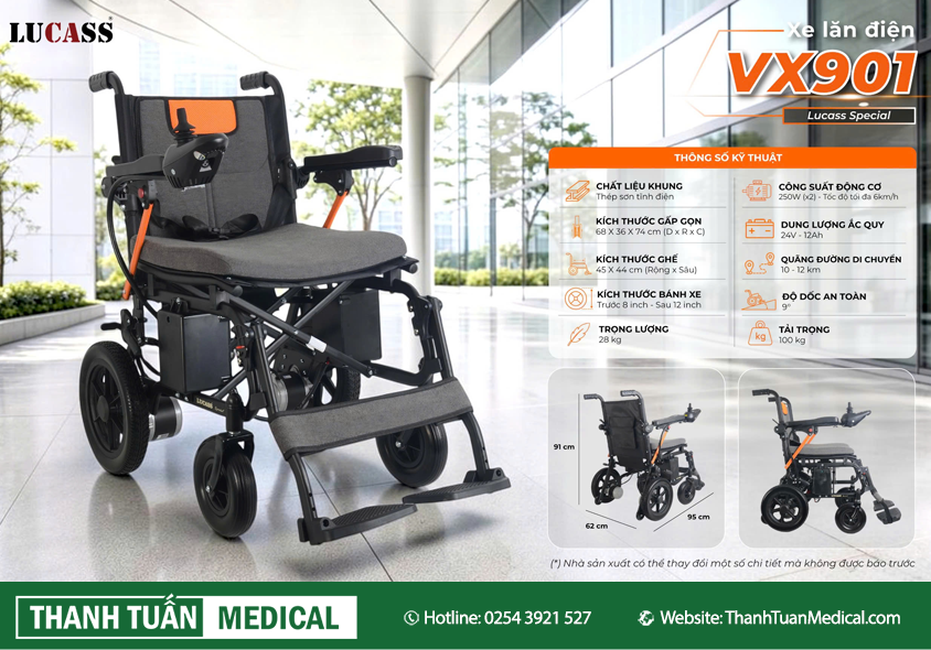 Xe lăn điện Lucass VX901 New