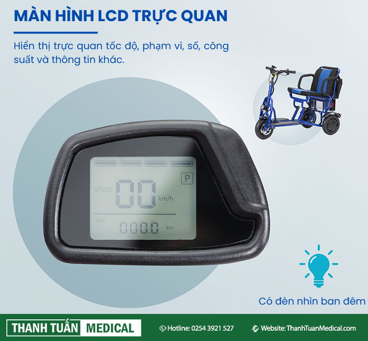 Màn hình LCD hiển thị trực quan các thông số