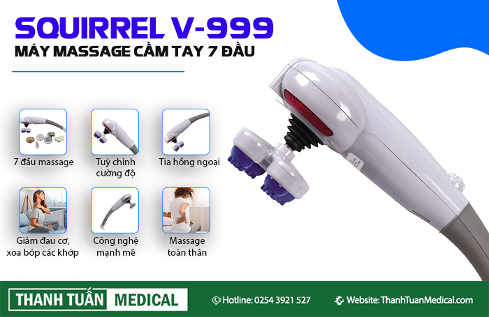 Máy massage cầm tay 7 đầu Hàn Quốc Welbutech Squirrel V-999 Máy massage cầm tay 7 đầu Hàn Quốc Welbutech Squirrel V-999