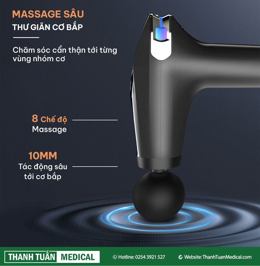 Máy massge chuyên nghiệp tác động sâu vào những cơ bắp bị đau nhức, mang lại cảm giác thư giãn
