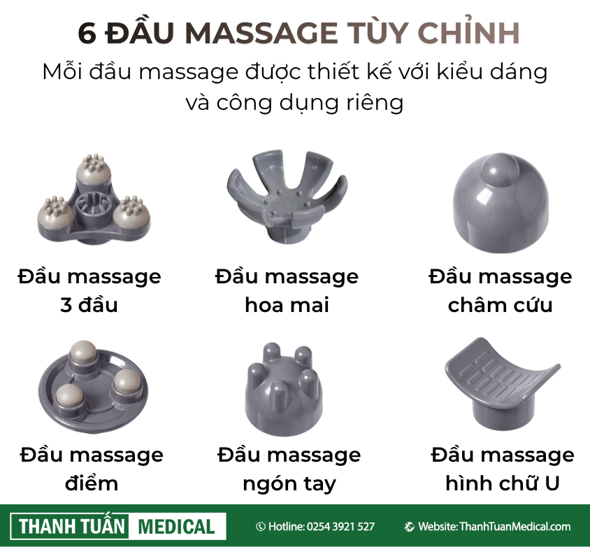 Trang bị 6 đầu massage độc đáo