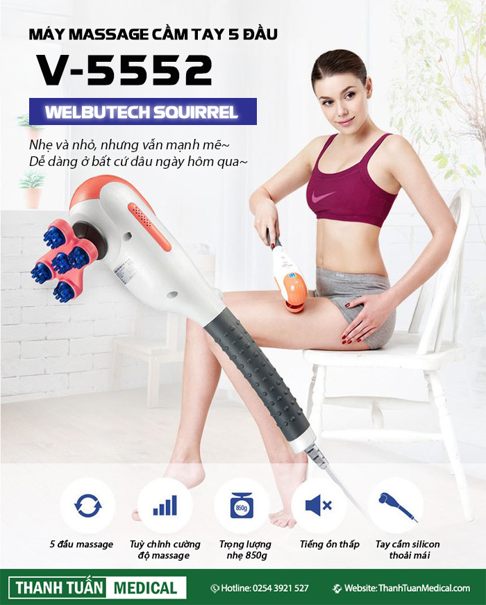 Máy massage cầm tay Hàn Quốc Welbutech Squirrel V5552