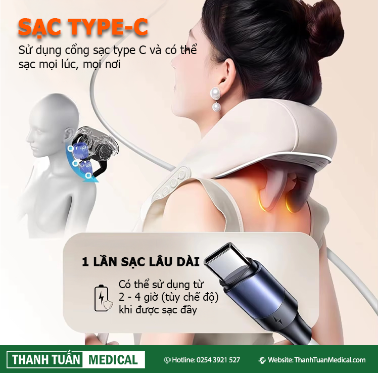 Có thể sạc máy massage mọi lúc, mọi nơi