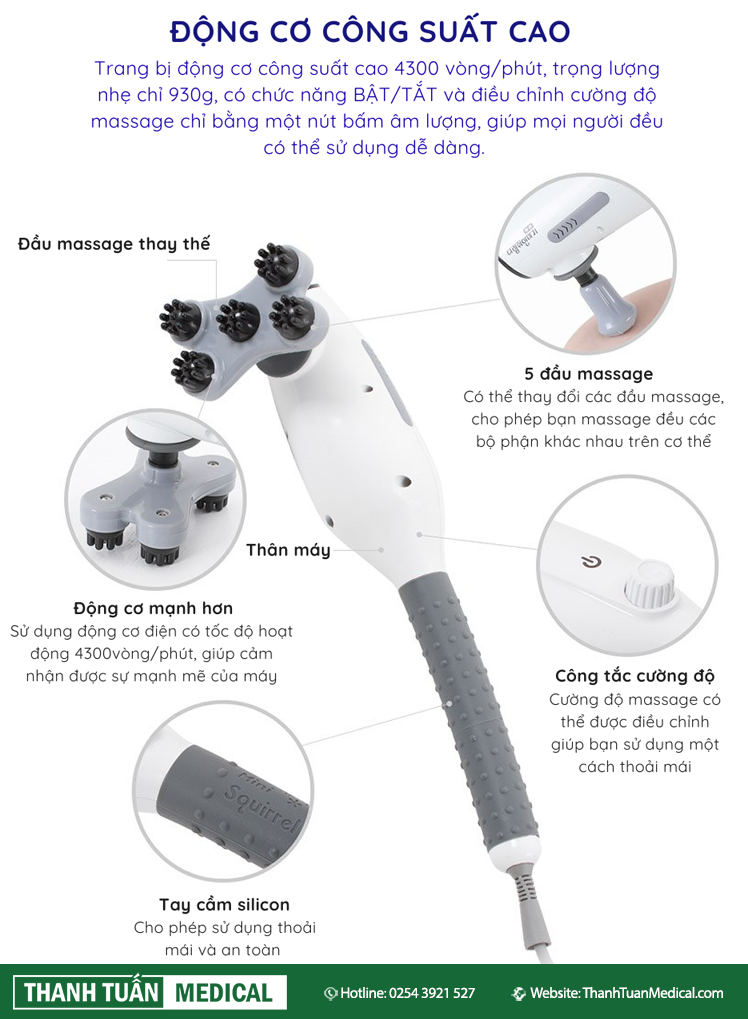 Động cơ mạnh mẽ giúp massage sâu và hiệu quả