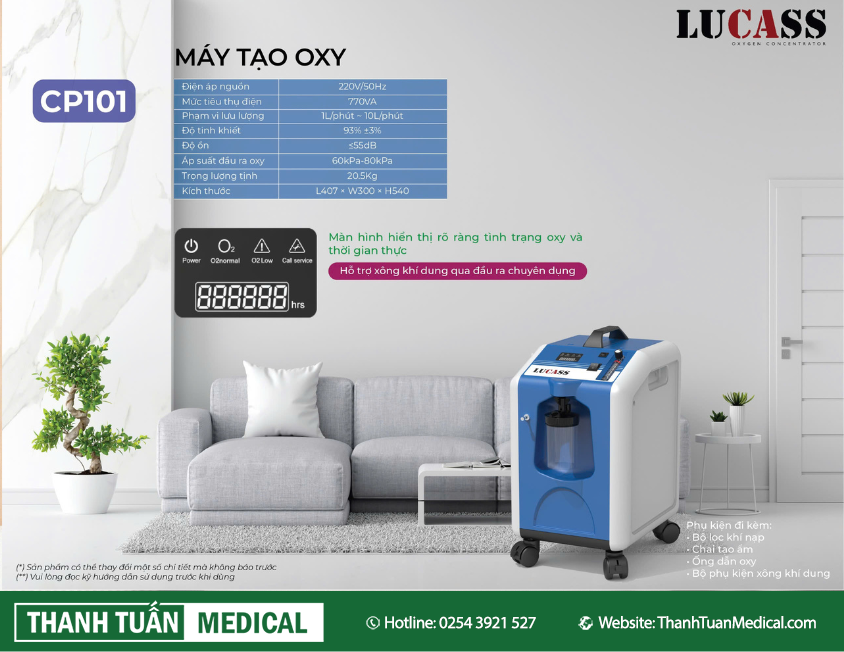 Máy tạo oxy 10 lít Lucass CP101 