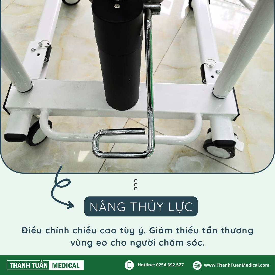 Nâng hạ bằng piston thủy lực, chỉ cần bước nhẹ là có thể điều chỉnh độ cao dễ dàng và không tốn sức