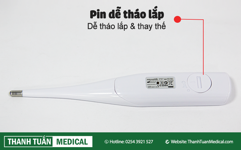 Nhiệt kế điện tử Microlife MT500 có pin dễ tháo lắp