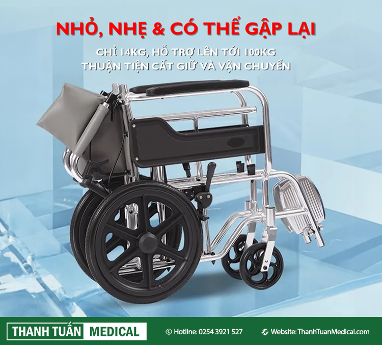 Xe nhỏ gọn có thể gập lại thuận tiện cho việc cất giữ và vận chuyển