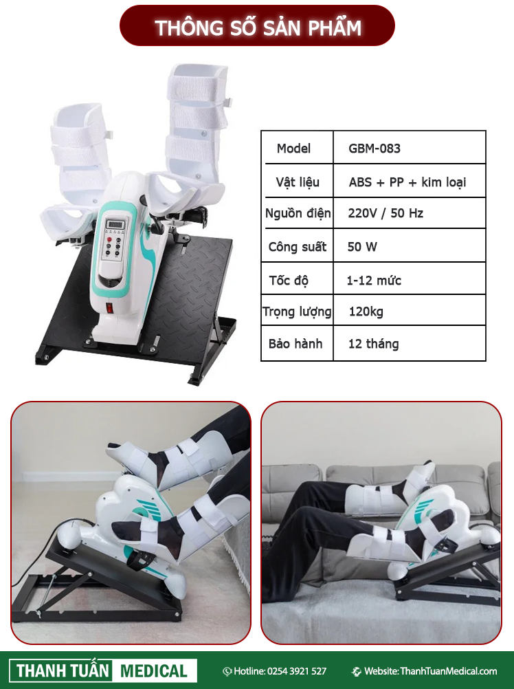 Thông số xe đạp tập phục hồi chức năng GBM-083