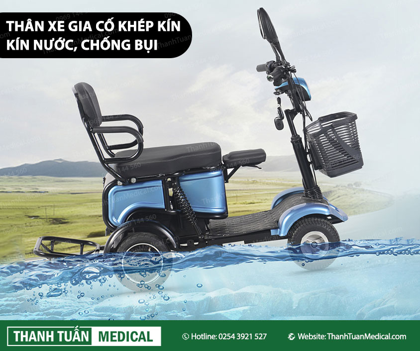 Thân xe gia cố thiết kế khép kín chông nước, chống bụi