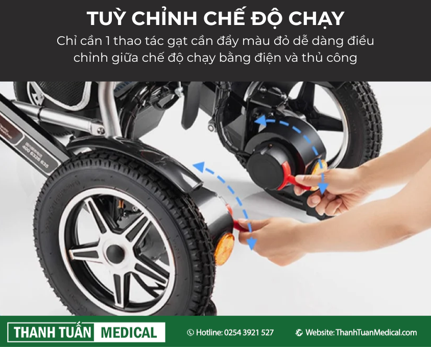 Tuỳ chỉnh chế độ chạy cho xe: điện hoặc đẩy tay thủ công Tuỳ chỉnh chế độ chạy cho xe: điện hoặc đẩy tay thủ công