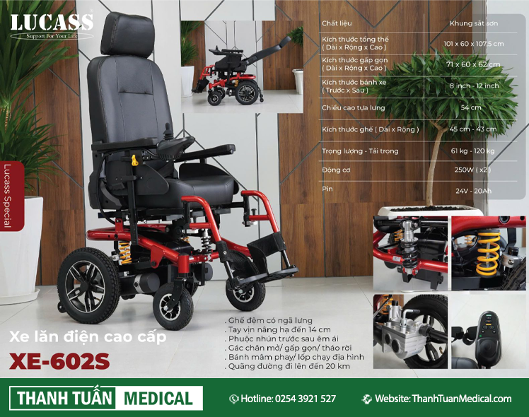 Xe lăn điện cao cấp Lucass XE-602S Xe lăn điện cao cấp Lucass XE-602S