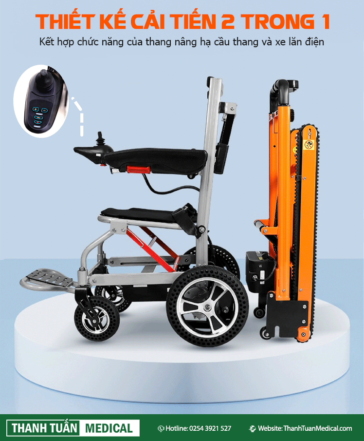 Thiết kế cải tiến 2 trong 1: thang nâng hạ cầu thang và xe lăn điện