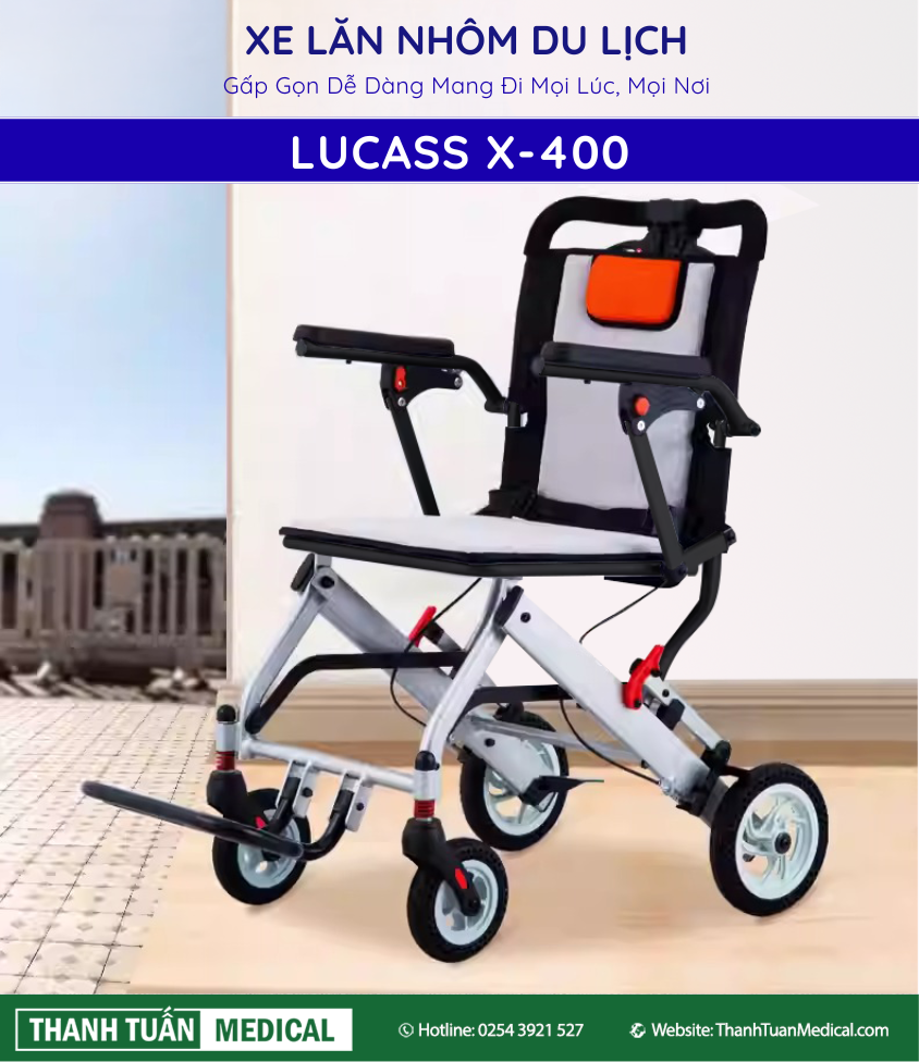 Xe lăn nhôm Lucass X-400 Xe lăn nhôm Lucass X-400