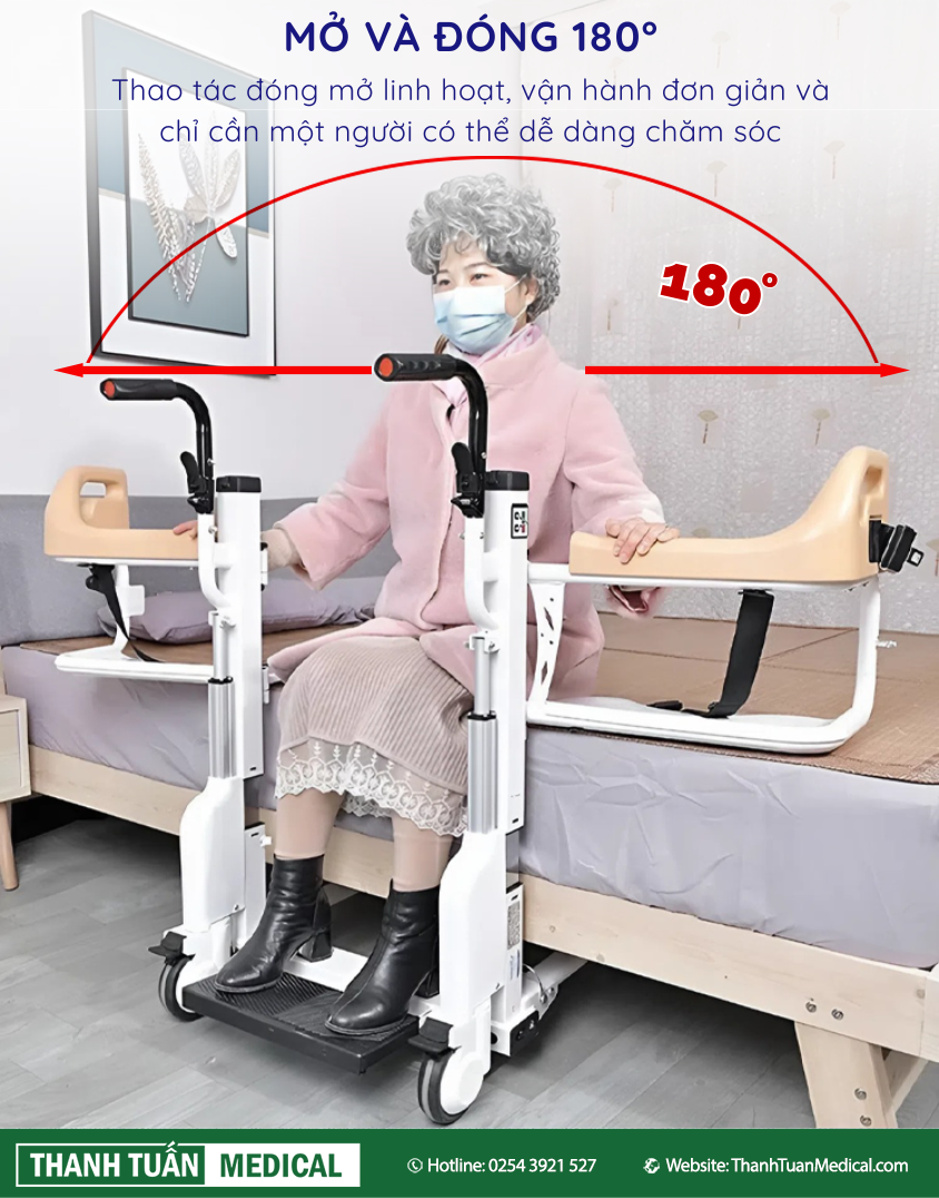 Phần tựa lưng mở và đóng 180°, dễ dàng vệ sinh Phần tựa lưng mở và đóng 180°, dễ dàng vệ sinh