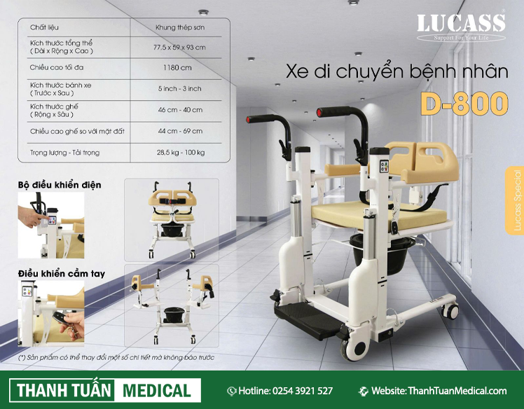 Xe nâng hạ di chuyển bệnh nhân Lucass D-800 Xe nâng hạ di chuyển bệnh nhân Lucass D-800