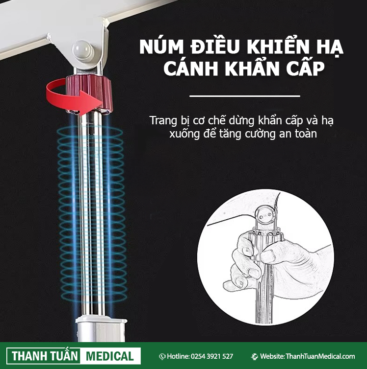 Thiết kế an toàn với chức năng dừng khẩn cấp và hạ thủ công