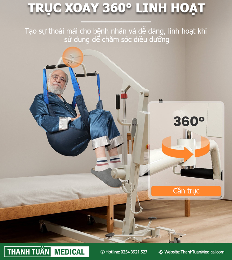 Cần trục có thể xoay 360° theo ý muốn