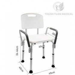Ghế tắm khung nhôm có tỳ tay, tựa lưng Lucass SC-98TL - Giúp người già tránh các sự cố trơn trượt, mỏi chân, ngã trong khi tắm