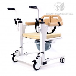 Xe Di Chuyển Bệnh Nhân Tay Quay  4 In 1 Huê Lợi (Nâng Hạ, Di Chuyển, Bô Vệ Sinh, Ghế Tắm)